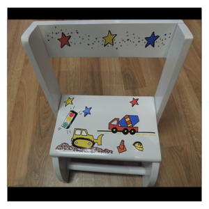 White Step Stool with Trucks