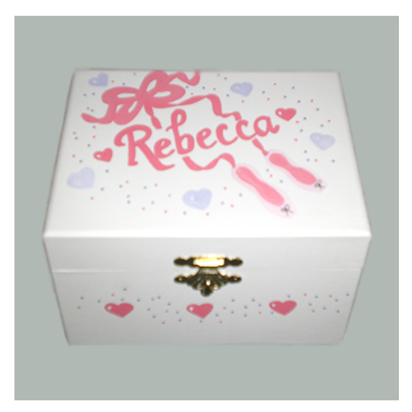 Handpainted Jewelry Box With Ballerina Offwhite