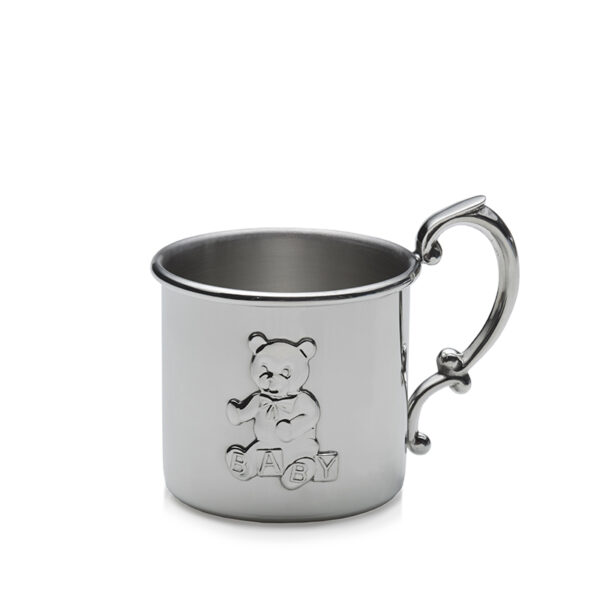 Sterling Silver Baby Cup with Teddy Bear